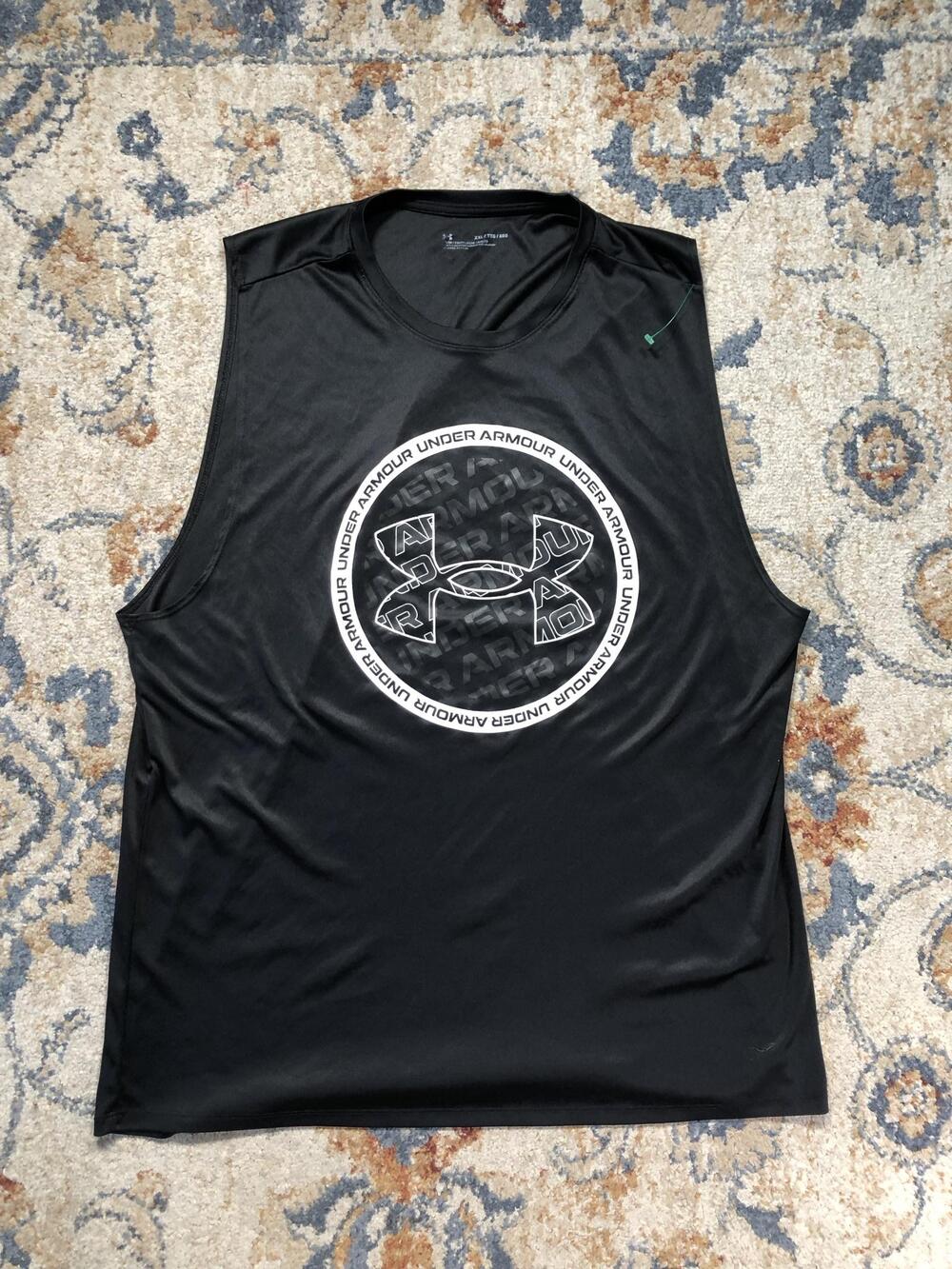 Under Armour Tank Top Mens 2XL Black Sleeveless Graphic Logo Athletic Top Gym